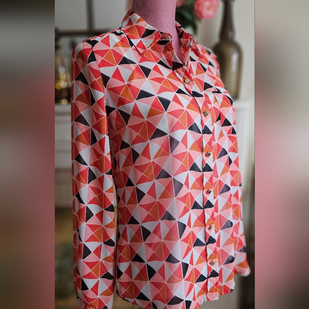 Vintage 90's Liz Claiborne sheer button-up blouse. Size small.